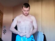 LongJohn0Hara getting out of his beach wear and going into the shower 6/16