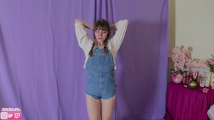 Mila Pee's in New Denim Overalls (FETISH / KINK)