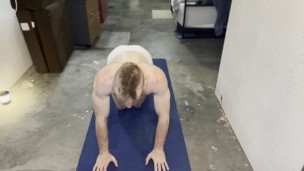 Fit Straight Jock having a brief workout