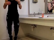 Jacking off nutting in public bathroom 3/16