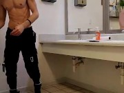 Jacking off nutting in public bathroom 5/16