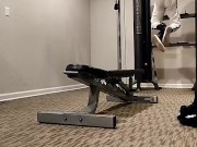 Hot teen stroking horse dick in public gym bathroom 2/16