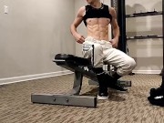 Hot teen stroking horse dick in public gym bathroom 3/16