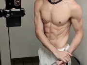 Hot teen stroking horse dick in public gym bathroom 5/16