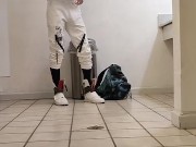 Hot guy jacking off in public bathroom 2/16