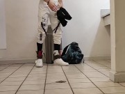 Hot guy jacking off in public bathroom 3/16