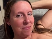 Sabrina in sexy red stockings showing off, using her big black dildo and getting fucked 10/16