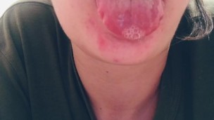 A lot of saliva from a cutie girl