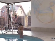 BLACK4K. Black coach tempted into affair with white gal by pool 2/16