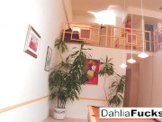 Hot Dahlia Watches Christy on set 4/16