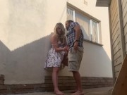 Cuckold wife fucking a stranger behind a restuarant 6/16