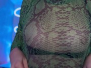 sucks a dildo and jumps on it with her wet pussy in stockings 5/16