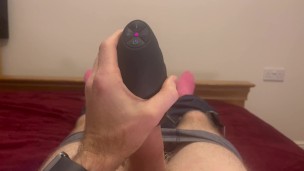 POV cumming using a blow job sex toy. Big cock sucked and jerked to cumshot. Horny big cock!