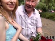 HUNT4K. Girl with dyed hair cheats on geezer with blatant pickup artist 3/16