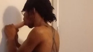 daily twink blowjob practice day 19 of 30 (Femboy loves sucking dildo)