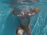 4K beauty swims and strips showing her tight pussy 12/16