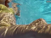 4K beauty swims and strips showing her tight pussy 4/16