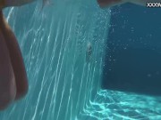 4K beauty swims and strips showing her tight pussy 7/16