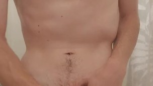 Twink jerking in the shower and cumming