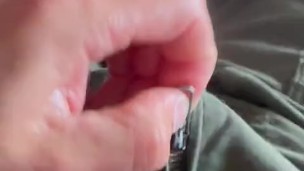 Horny before my flight decide to jerk off in my flight suit and shoot a creamy load in white briefs