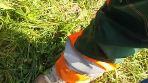 Jerking off with my bf outdoor