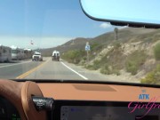 Amateur babe on date, drive and blowjob in car roadhead POV, hairy bush 2/16