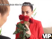 VIP4K. Using a big dildo two beautiful lesbians reach hot orgasms 4/16