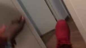 Red Timberland boots, big feet long toes
