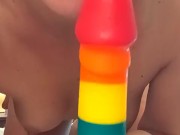 DILDO BLOWJOB, hard small nipples, close up - Ela Stance 14/16