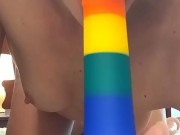 DILDO BLOWJOB, hard small nipples, close up - Ela Stance 3/16