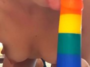 DILDO BLOWJOB, hard small nipples, close up - Ela Stance 8/16