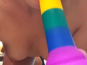 DILDO BLOWJOB, hard small nipples, close up - Ela Stance 9/16