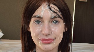 Petite 18 year old gets massive facial cumshot from big cock in ...