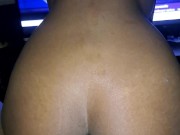 petite ebony teen sits on a huge BBC and rides it like a pro