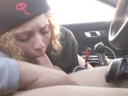 Hot young cumslut sucks cock and swallows in car while vibing with her hitachi 11/16