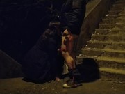 Mother in law sucking boy cock in public on dog leash 15/16