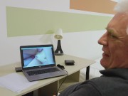 Beautiful young babe rides old man cock hardcore and takes his cumshot 3/16