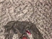 Masturbation Where I Found My Wifes Dirty Panties To Sniff, Taste, Cum On & Clean Up 13/16