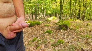 Cumming in lovely forest