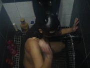 Wife toilet training! Human toilet and cum on face, Bunny mask 7/16