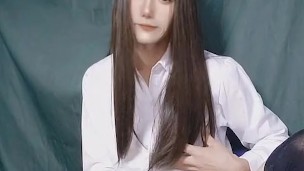 Japanese crossdresser teasing