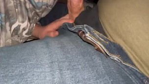 Horny slut gives sloppy blowjob in the back seat (Cum on tits)