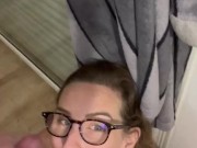Glasses blowjob ball licking Titjob and cum on glasses 16/16
