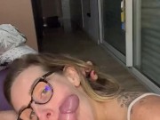 Glasses blowjob ball licking Titjob and cum on glasses 7/16
