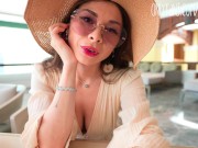 The slut from the hotel fucked and sucked my dick until I came inside her 1/16