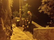 Big tits mother in law in hot lingeri humiliated outdoor with dildo and fat cock