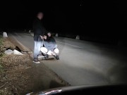 Keep those legs spread fuckmeat and pee while sucking my dick 14/16