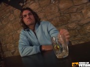 Horny client dreams how he bangs the barmaid with shaved cunt on the beer barrels 1/16