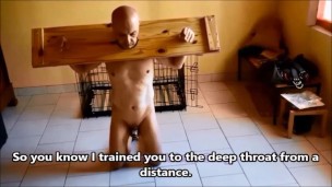 VOST engl - Training gorge profonde pour cet inférieur soumis nu et chaste.