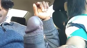 TimDavis89, my Filipina step sis stroking my 9-3" thick BBC in the car (POV).